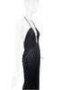 Gucci Tom Ford Black Halston Style Silk Jersey Halter Deep V Neck Cut Out Low Back Gown Dress