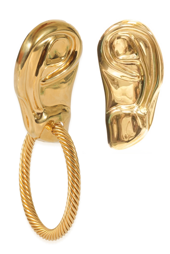 Gucci Gold Ear Set Right Side Has Gold Hoop Schiaparelli Style Earrings