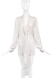 Gucci White Silk Chiffon Extra Long Bow Blouse