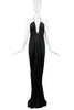 Gucci Tom Ford Black Halston Style Silk Jersey Halter Deep V Neck Cut Out Low Back Gown Dress