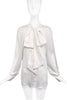 Gucci White Silk Chiffon Extra Long Bow Blouse