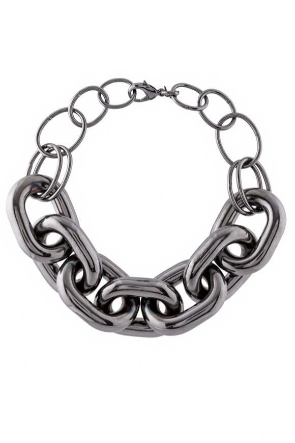 Ben Amun Oversized Gunmetal Chain Link Necklace