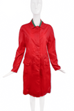 Helmut Lang Red Nylon Green Stripe Rain Coat 1997
