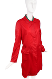 Helmut Lang Red Nylon Green Stripe Rain Coat 1997