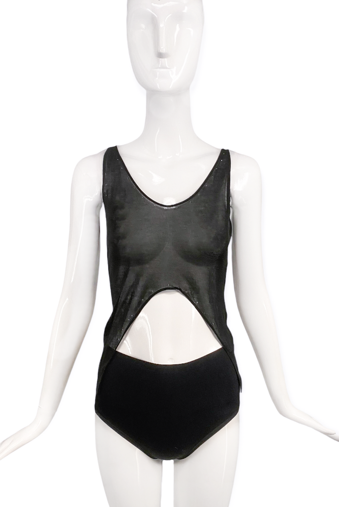 Helmut Lang Black Sheer Oval Belly Cut Out Top 90's