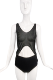 Helmut Lang Black Sheer Oval Belly Cut Out Top 90's
