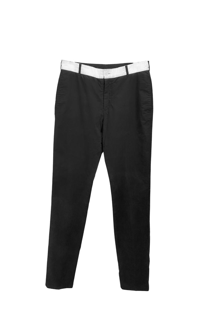 Helmut Lang Black Pants with White Rubber Waistband Spring Summer 1997