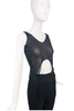 Helmut Lang Black Sheer Oval Belly Cut Out Top 90's