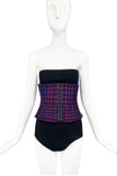 Trend Les Copain Red Black Houndstooth Checkered Corset