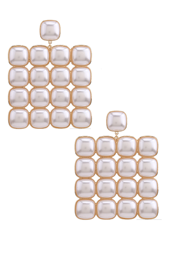 Vintage Oversized Square Pearl Earrings