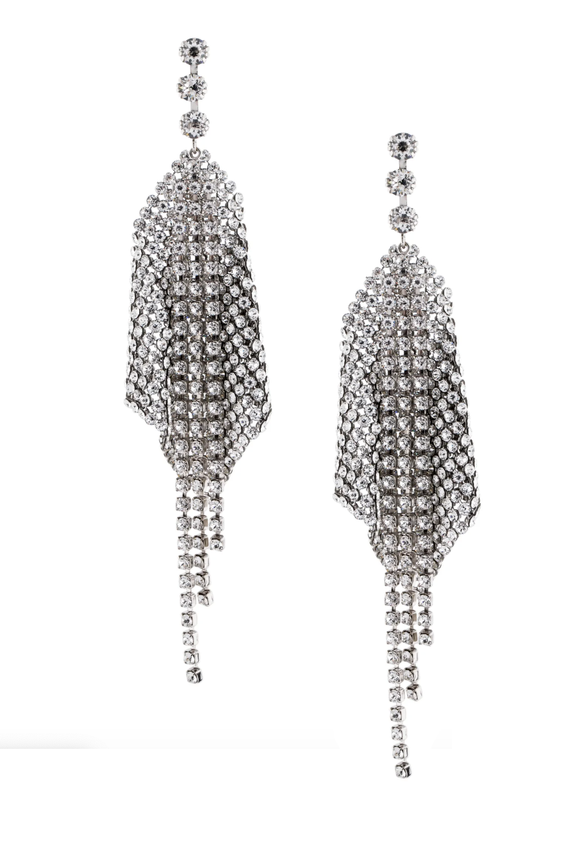 Isabel Marant Crystal Chain Mail Draped Earrings