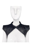 Jen Kao New York Black Snake Skin Python Couture Shoulder Cape Harness Jacket