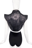 Jen Kao New York Black Snake Skin Python Couture Shoulder Cape Harness Jacket
