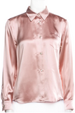 Jil Sander Pale Pink Satin Silk Button Up Blouse Shirt #