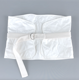 Jil Sander White Creme Canvas Quilted Corset Blanket Belt