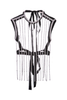 Christopher Kane Crystal Silver Black Gross Grain Fringe Top Pre Fall 2018