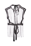 Christopher Kane Crystal Silver Black Gross Grain Fringe Top Pre Fall 2018