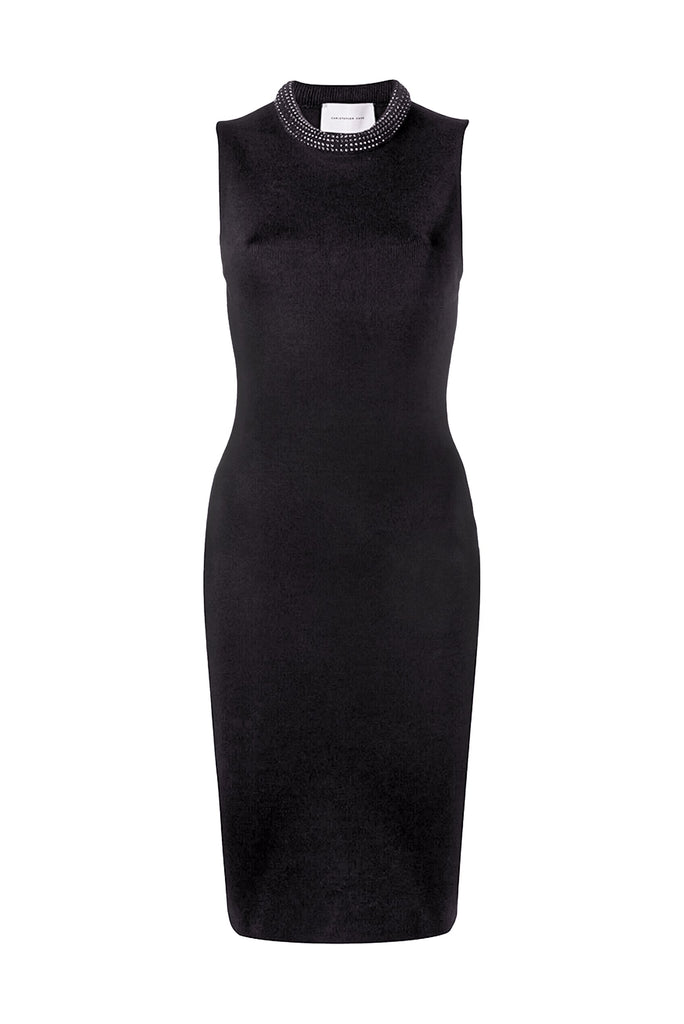 Christopher Kane Black Knit Bodycon Dress with Rhinestones SS2019 - BOUTIQUE PURCHASE PRICE