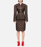 Christopher Kane Black Nude Lace Corset Cut Out Oversized Shoulder Blazer Runway Spring 2019