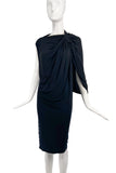 Lanvin Black Asymmetrical Draped Shoulder Dress