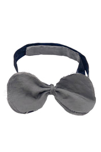 Lanvin Gray Silk Raw Edged Rounded Bow Tie