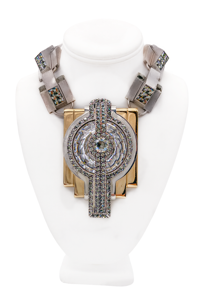 Lanvin Crystal Dome Geometric Art Deco Runway Necklace Fall 2008