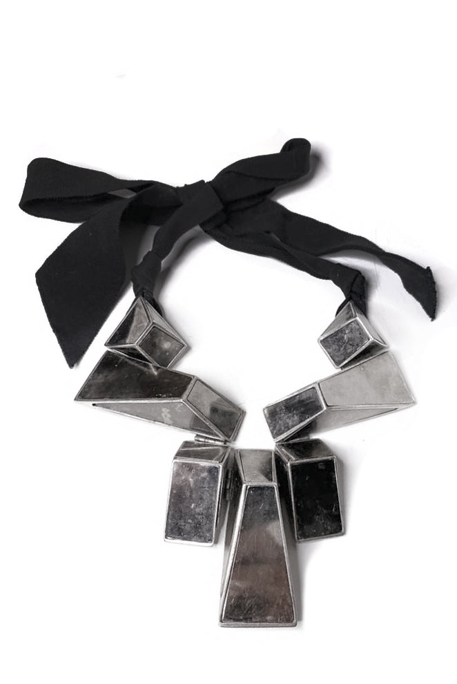 Lanvin Silver Mirror Massive Geometric Runway Necklace Fall 2008