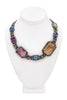 Lanvin Amethyst, Aquamarine, Peridot Gem Stone Crystal on Gold Link Round Chain Necklace
