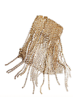 Lanvin Gold Knit Chain Mesh Chainmail Crystal Fringe Glove Bracelet