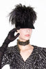 Lanvin Black Felt Cap Hat with Feathers Runway Fall 2014
