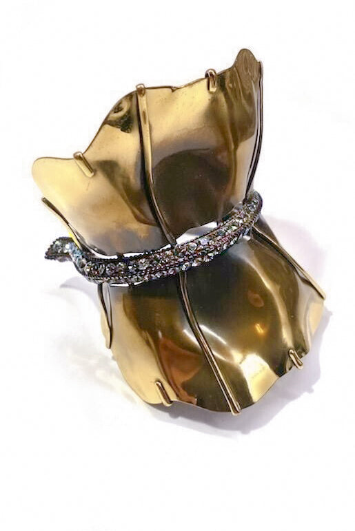 Lanvin Gold Brown Banana Leaf Bracelet Spring 2011