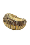 Lanvin Gold Crystal Textured Curved Oversized Bracelet Fall 2020