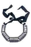 Lanvin Silver Metal Tube Pearl Necklace Runway Fall 2009