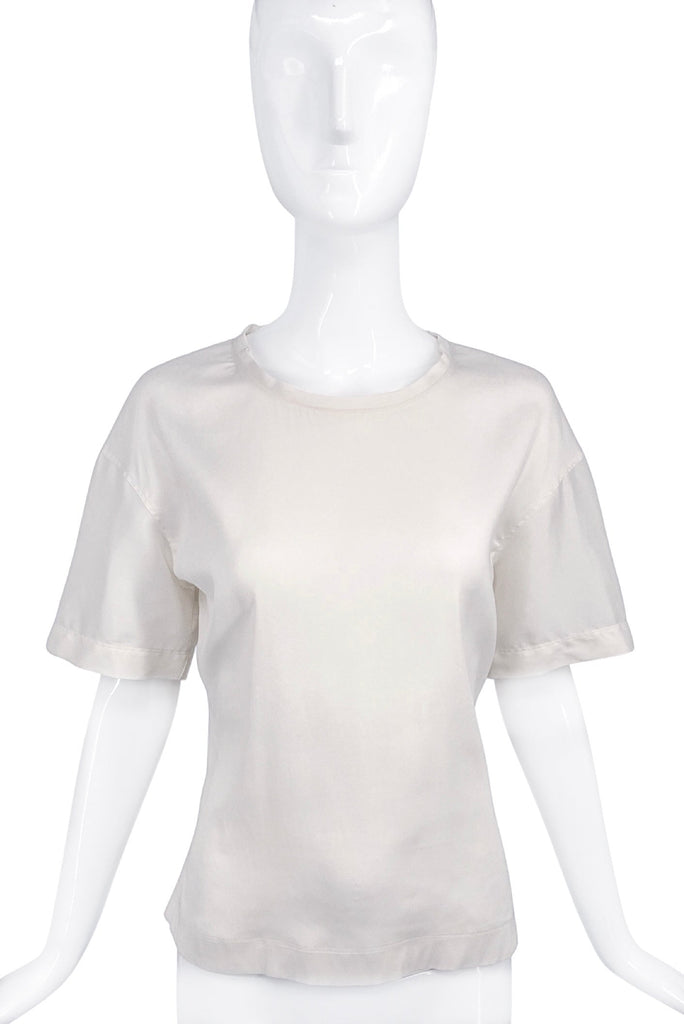 Lanvin White Ivory Silk T-shirt Top