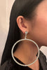 Vintage Silver Crystal Giant Hoop Earrings