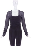 Guy Larouche Black Sheer Nylon Ruche Bodysuit