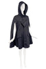 Les Hommes Black Nylon Hooded Cape Coat