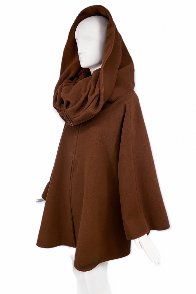 Claude Montana Brown Oversized Hood A Line Zipper Coat Jacket