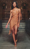 Mirror Palais Brown Sheet Draped Asymmetric Slip Dress