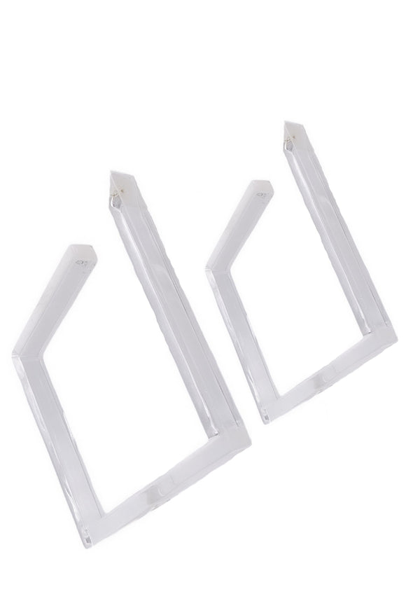 Vintage Clear Lucite Oversized Diamond Square Earrings