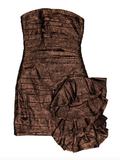 Faith Connexion Bronze Brown Copper Glitter Lurex Bandeau Mini Dress with Ruffle Detail