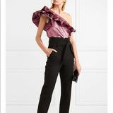 Philosophy di Lorenzo Serafini Purple Sparkle One Shoulder Ruffle Top