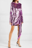 16 Arlington Purple Lavender Asymmetric Sequin Dress
