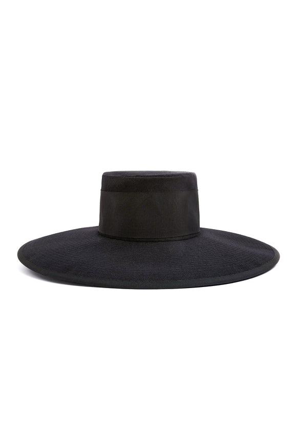 Marc Jacobs x Stephen Jones Black Couture Wide Brim Flat Top Hat FW2018