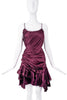 Roberto Cavalli Purple Maroon Ruffle Corset Mini Dress Gown Fall 2005
