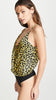 Michelle Mason Yellow Leopard Silk Body Suit