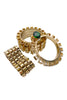 Mawi London Gold Cube Bracelet with Large Round Emerald
