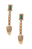 Mawi London Gold Claw Emerald Green Earrings