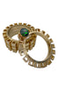 Mawi London Gold Cube Bracelet with Large Round Emerald