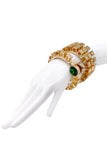 Mawi London Gold Cube Bracelet with Large Round Emerald